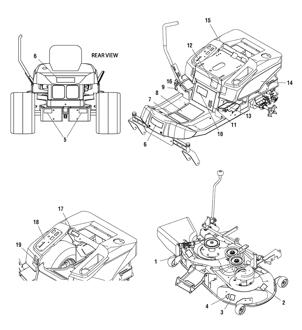 Decals Group Diagram and Parts List for 2690639-107277860,ZTS7500 2007 Briggs and Stratton Lawn Tractor Accessories